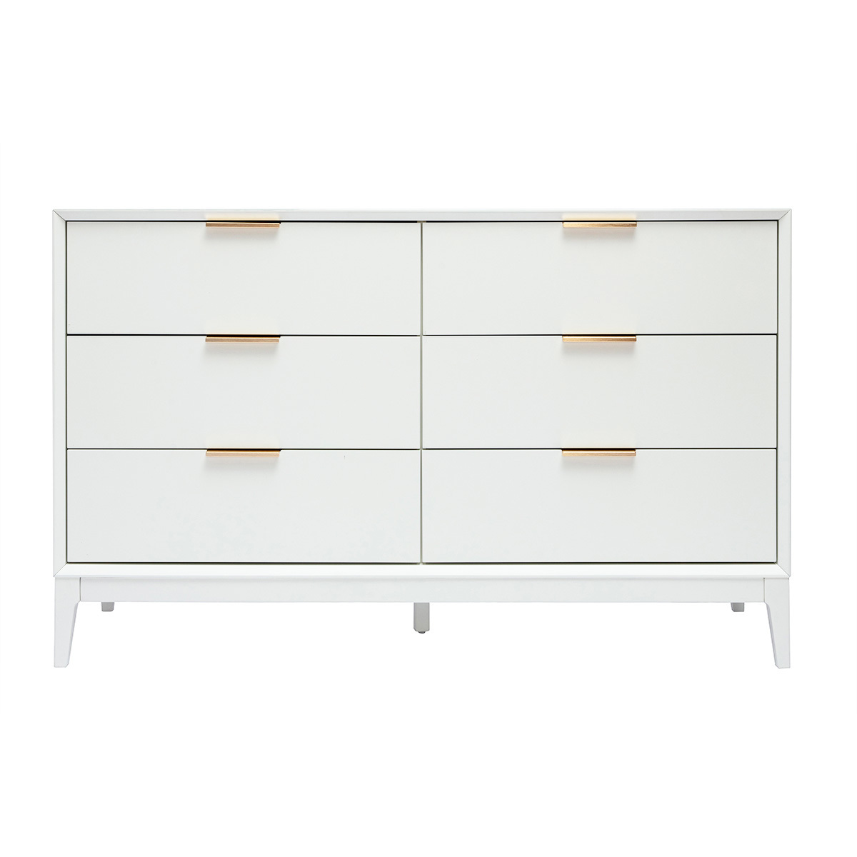 Cómoda blanca mate y metal dorado 6 cajones L120 cm GIANA