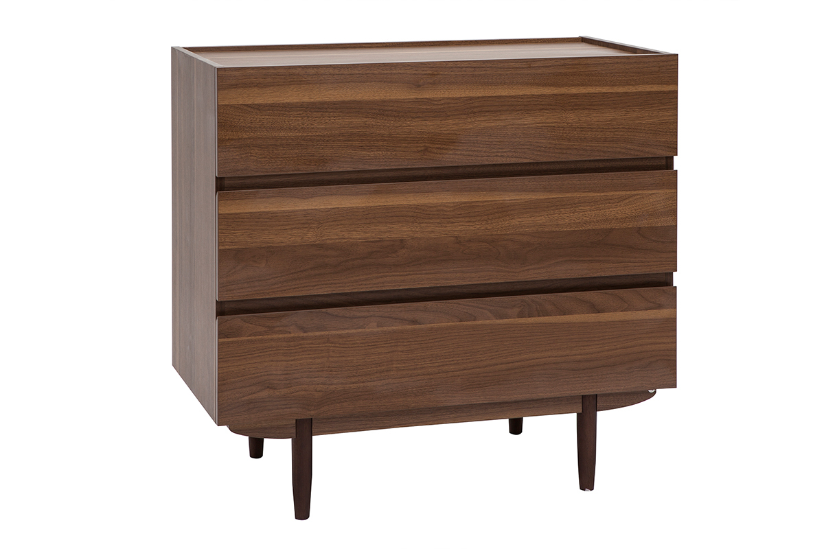 Cmoda de 3 cajones de madera oscura 80 cm SANAA