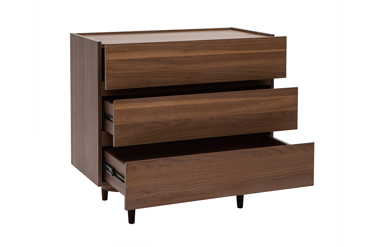 Cmoda de 3 cajones de madera oscura 80 cm SANAA