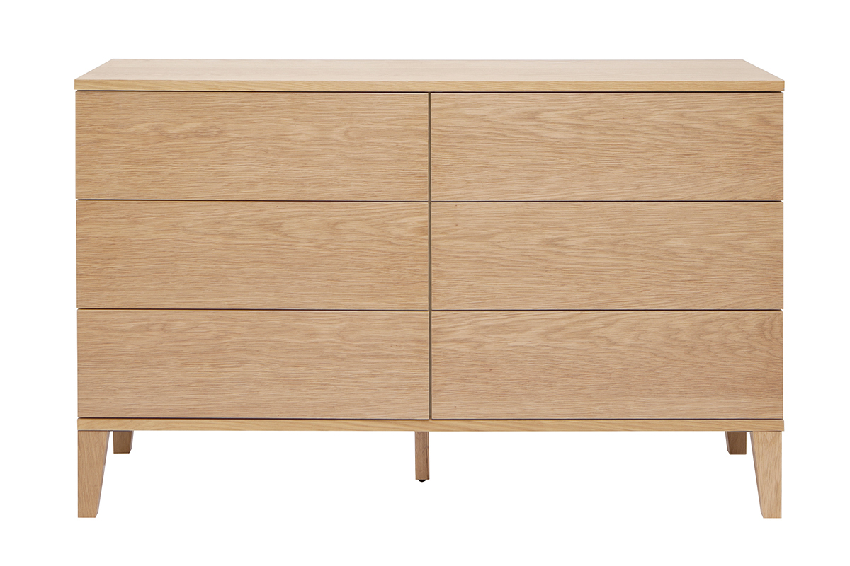 Cmoda de 6 cajones de madera clara 120 cm FREDDY