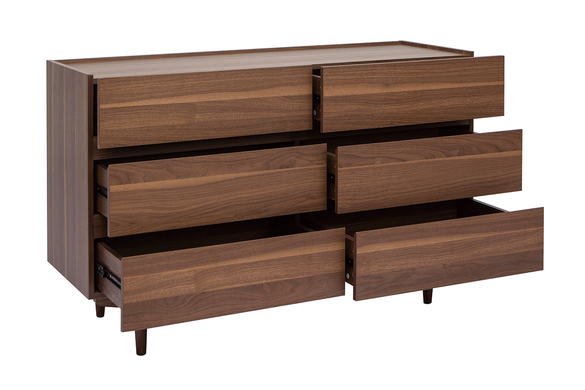 Cmoda de 6 cajones de madera oscura 120 cm SANAA
