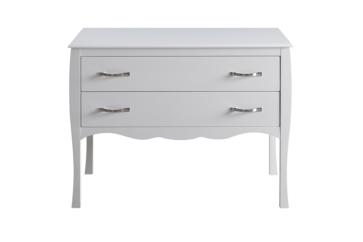 Cmoda de diseo clsico lacada blanca 2 cajones MARGOT