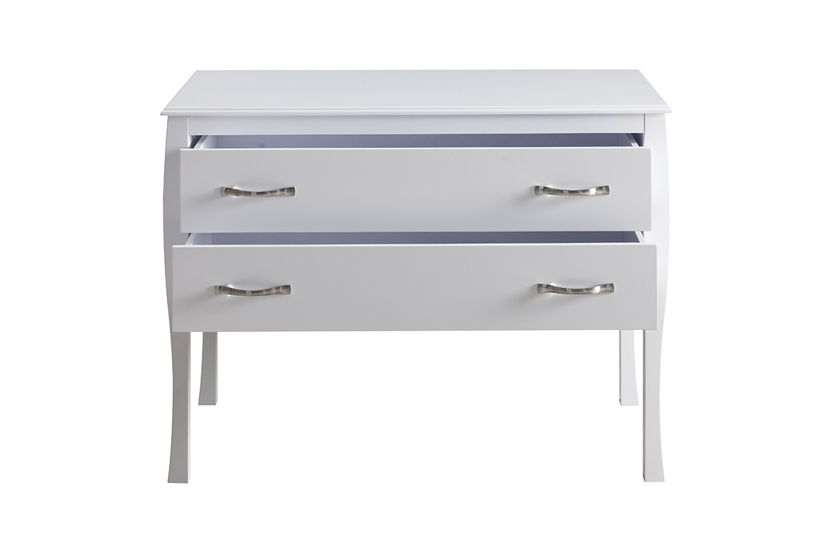 Cmoda de diseo clsico lacada blanca 2 cajones MARGOT