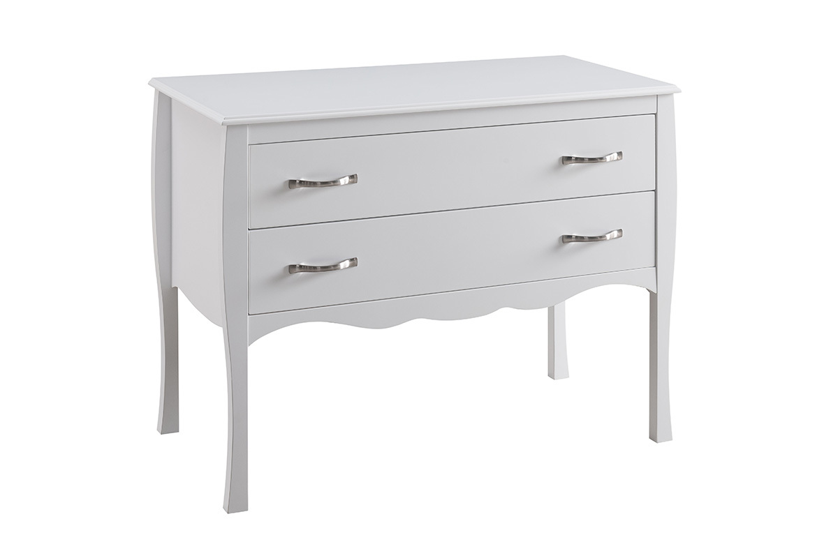 Cmoda de diseo clsico lacada blanca 2 cajones MARGOT