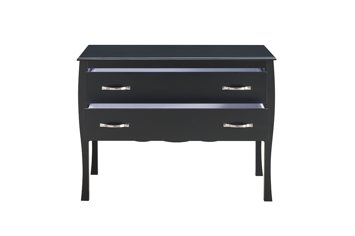 Cmoda de diseo clsico lacada negra 2 cajones MARGOT
