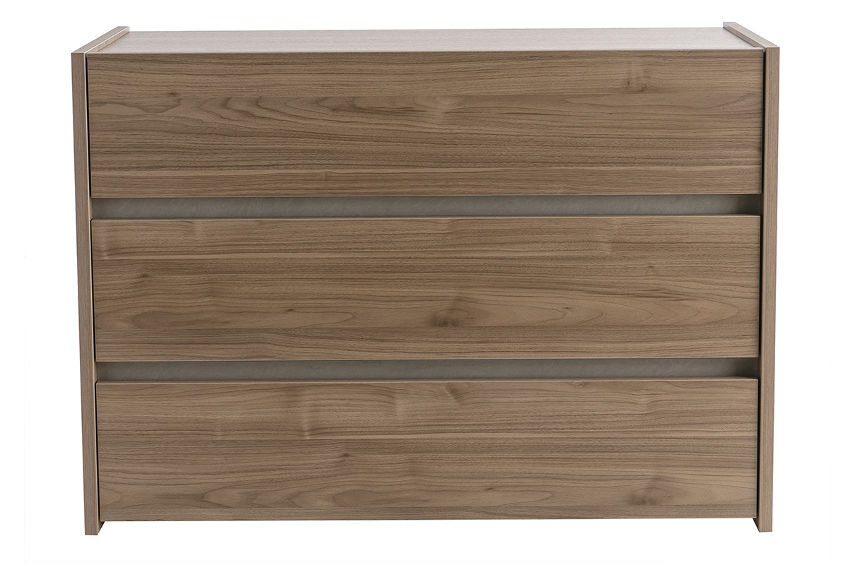 Cmoda de diseo de 3cajones con acabado roble 111cm ODE
