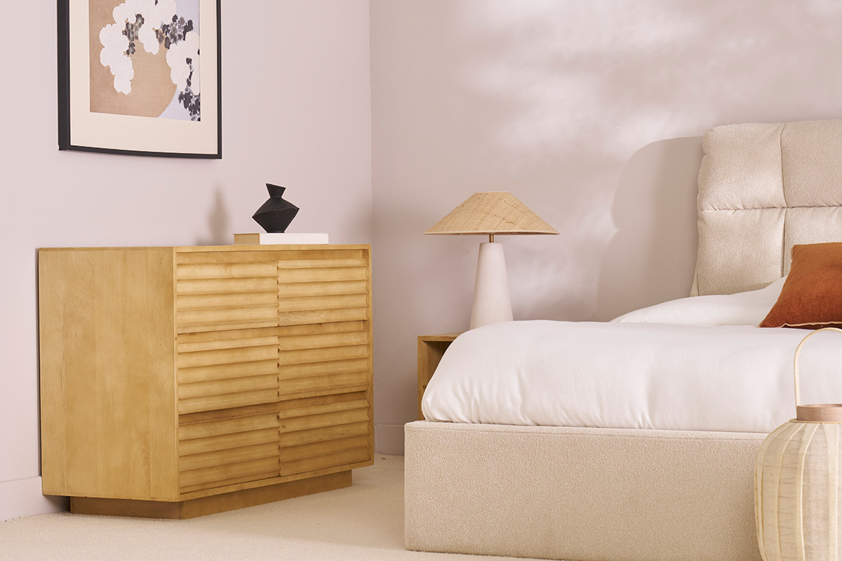 Cmoda de madera maciza de mango con 6 cajones L110 MATCHA