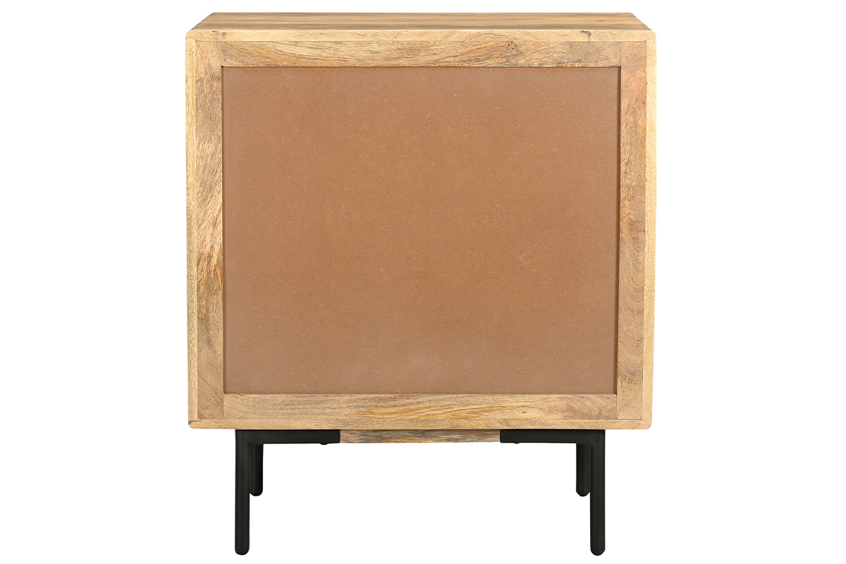 Cmoda de madera maciza de mango y metal negro con 3 cajones 70 cm JUDE