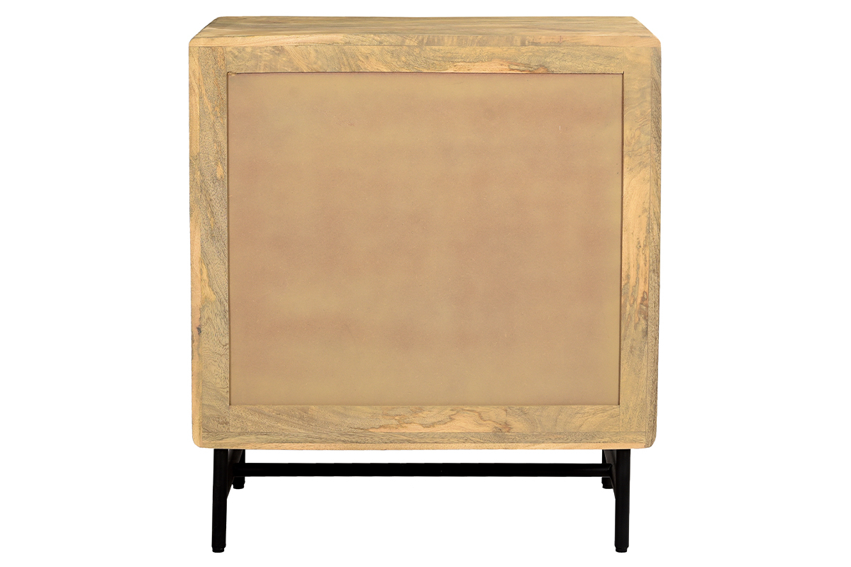 Cmoda de madera maciza de mango y metal negro grabado con 3 cajones 70 cm MORISSON