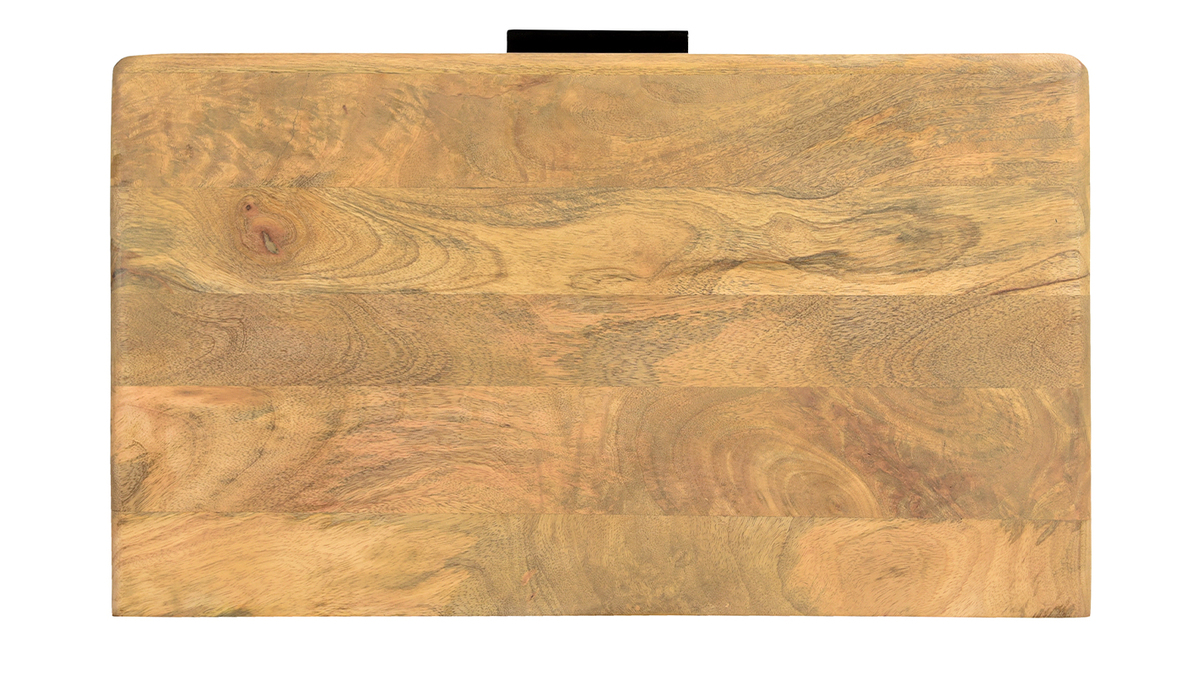 Cómoda de madera maciza de mango y metal negro grabado con 3 cajones 70 cm MORISSON