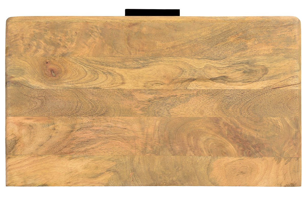 Cmoda de madera maciza de mango y metal negro grabado con 3 cajones 70 cm MORISSON