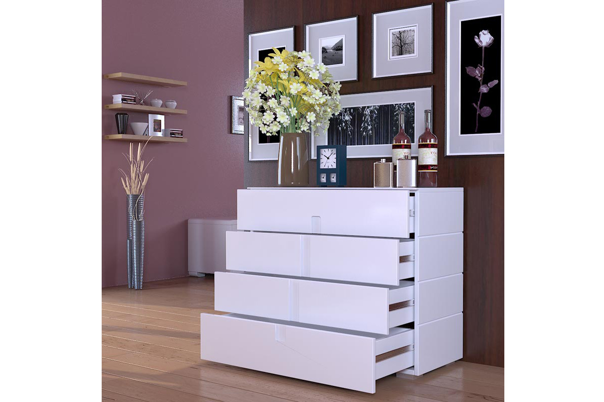 Cmoda diseo lacado blanco 4 cajones TED
