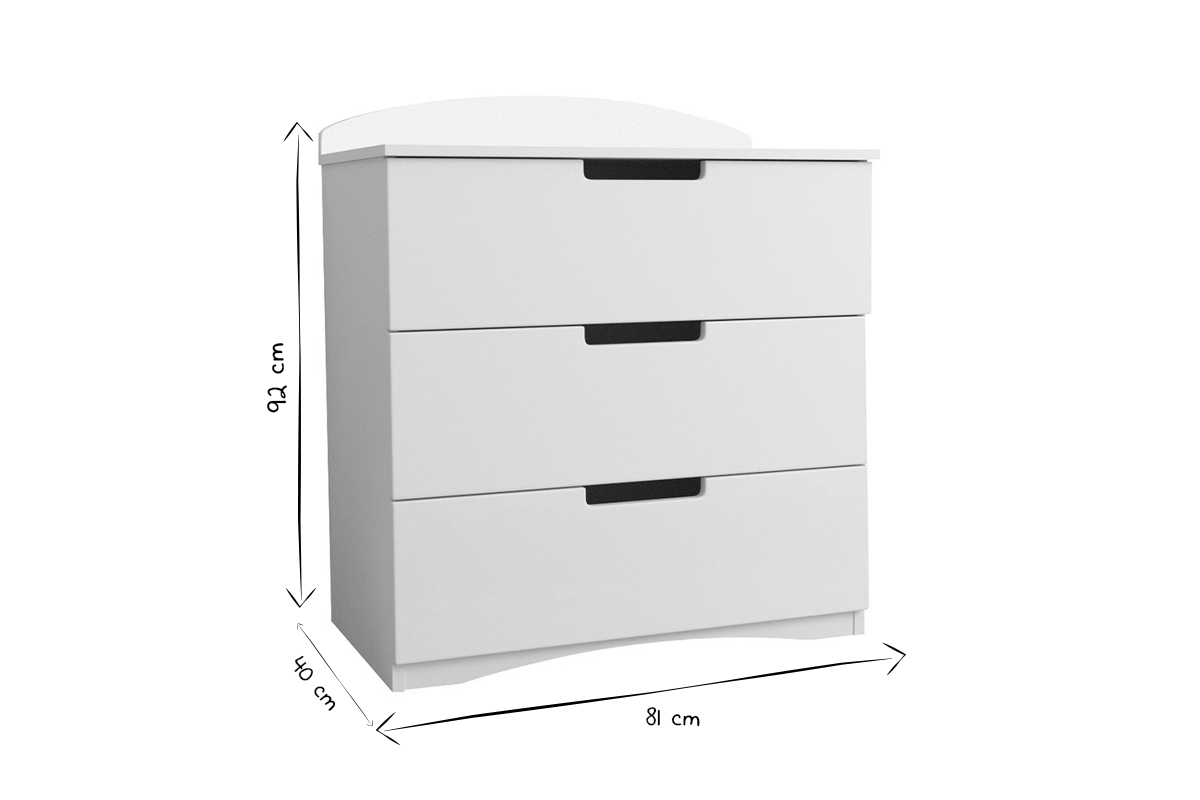 Cmoda infantil 3cajones blanca 81cm ANTONIN