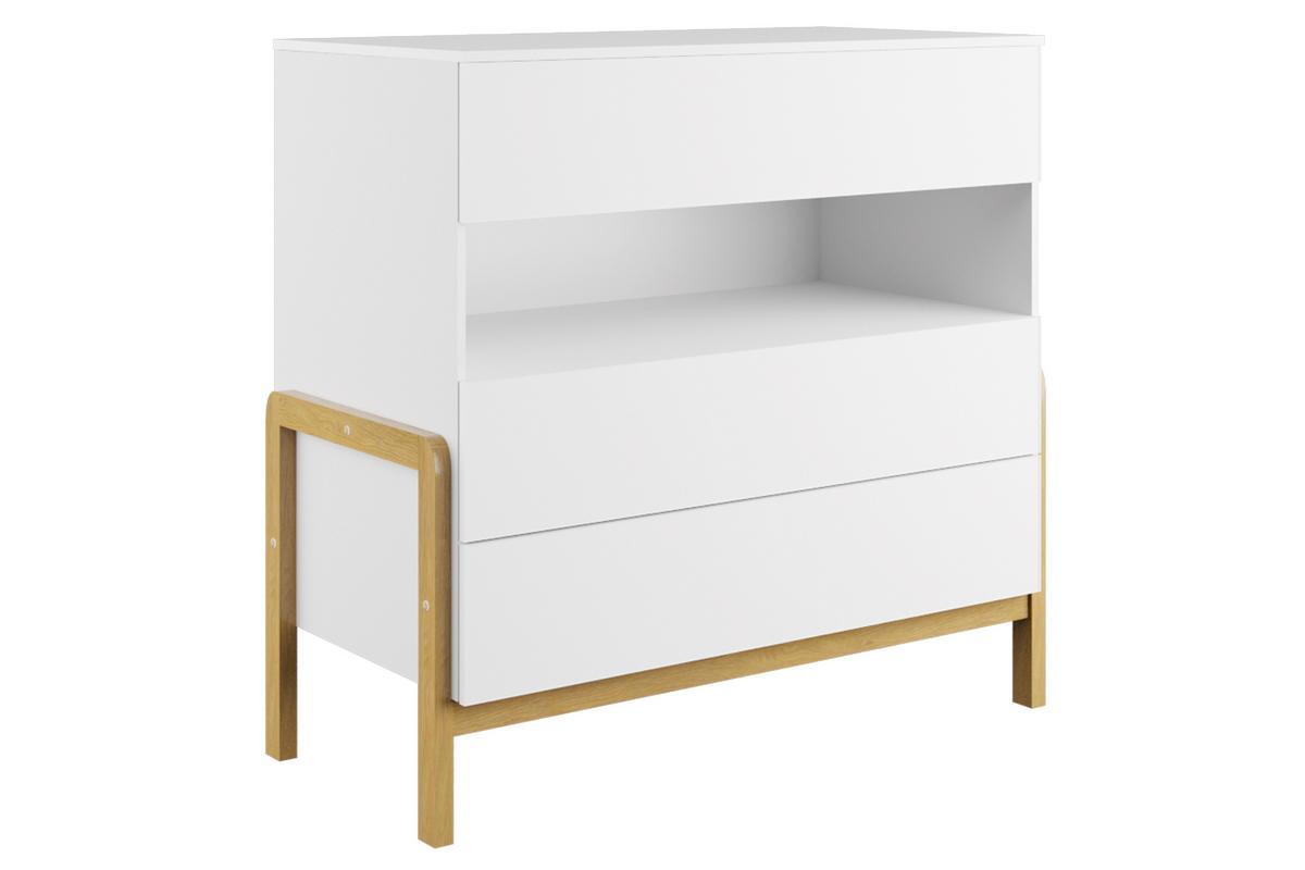 Cmoda infantil nrdica 3cajones en blanco mate y roble CELESTINE