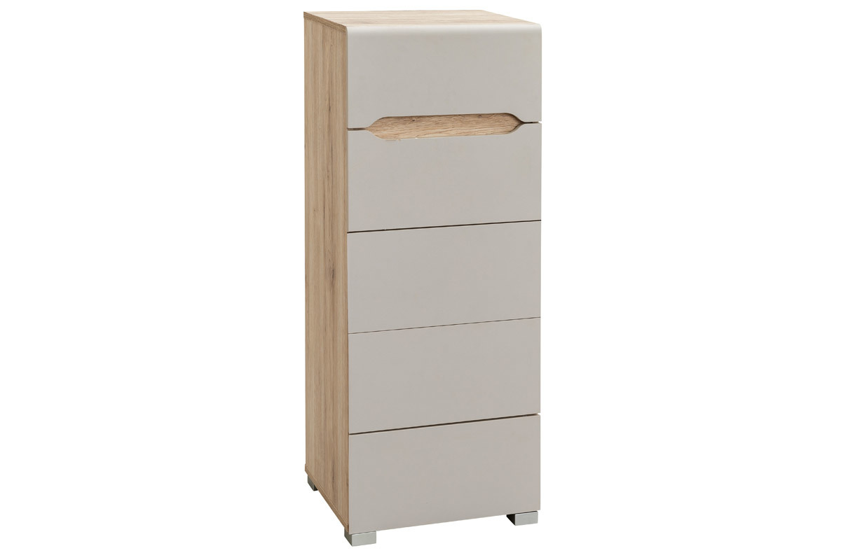 Cmoda madera clara y topo 5 cajones WILLY