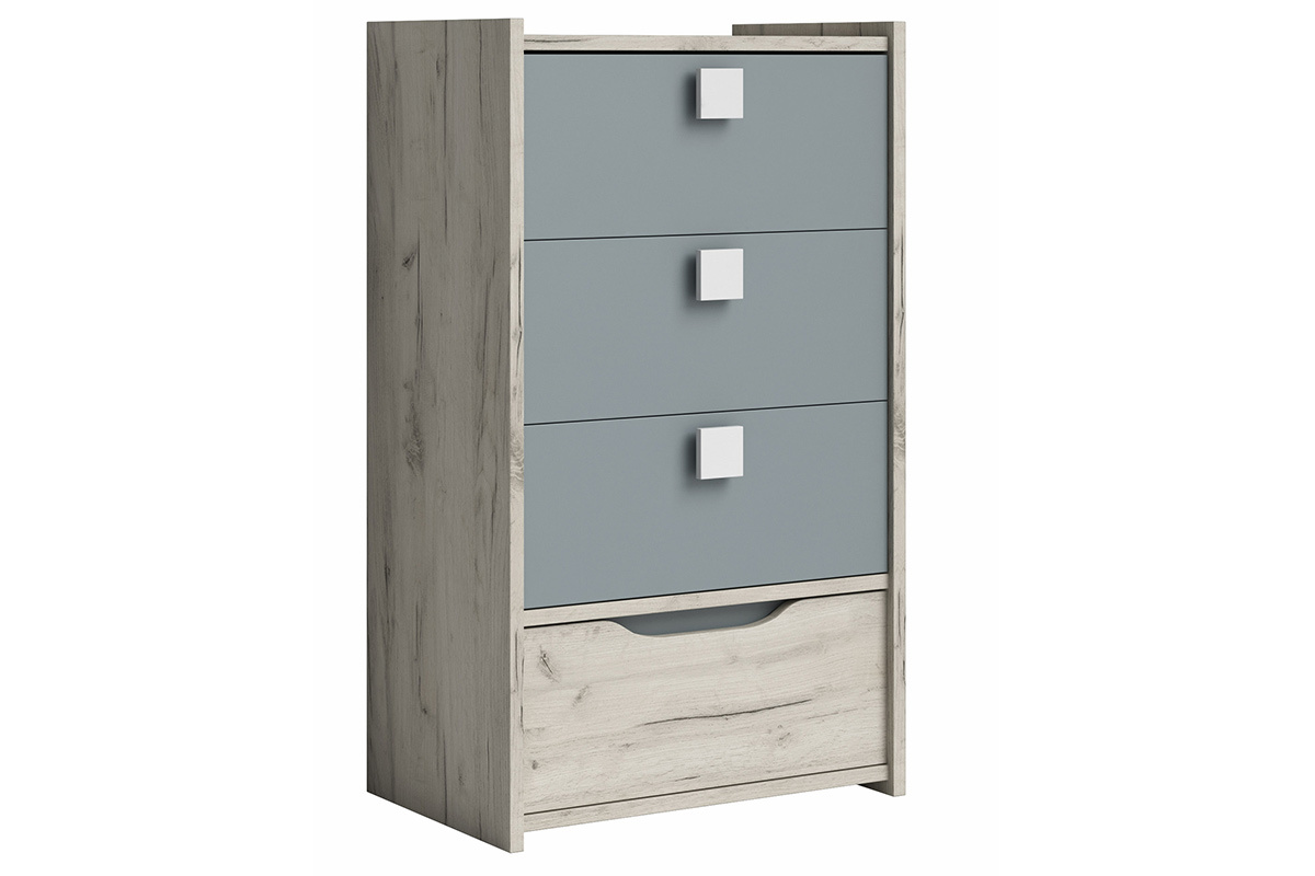 Cmoda moderna 4 cajones fresno blanco y gris TOM