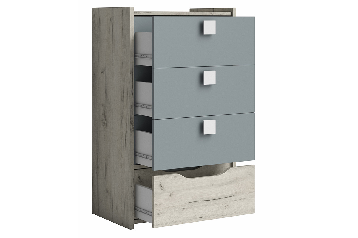 Cmoda moderna 4 cajones fresno blanco y gris TOM