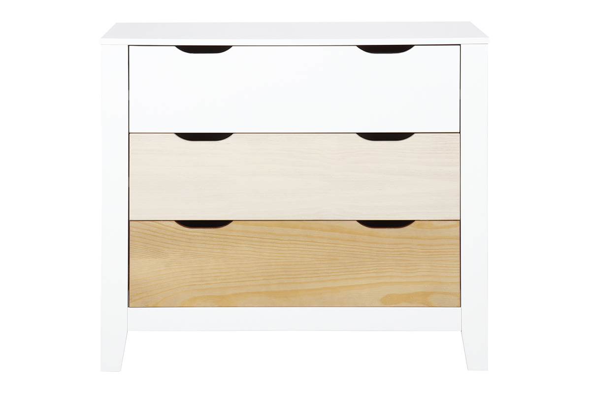 Cmoda nrdica blanca de madera con 3cajones MOLENE