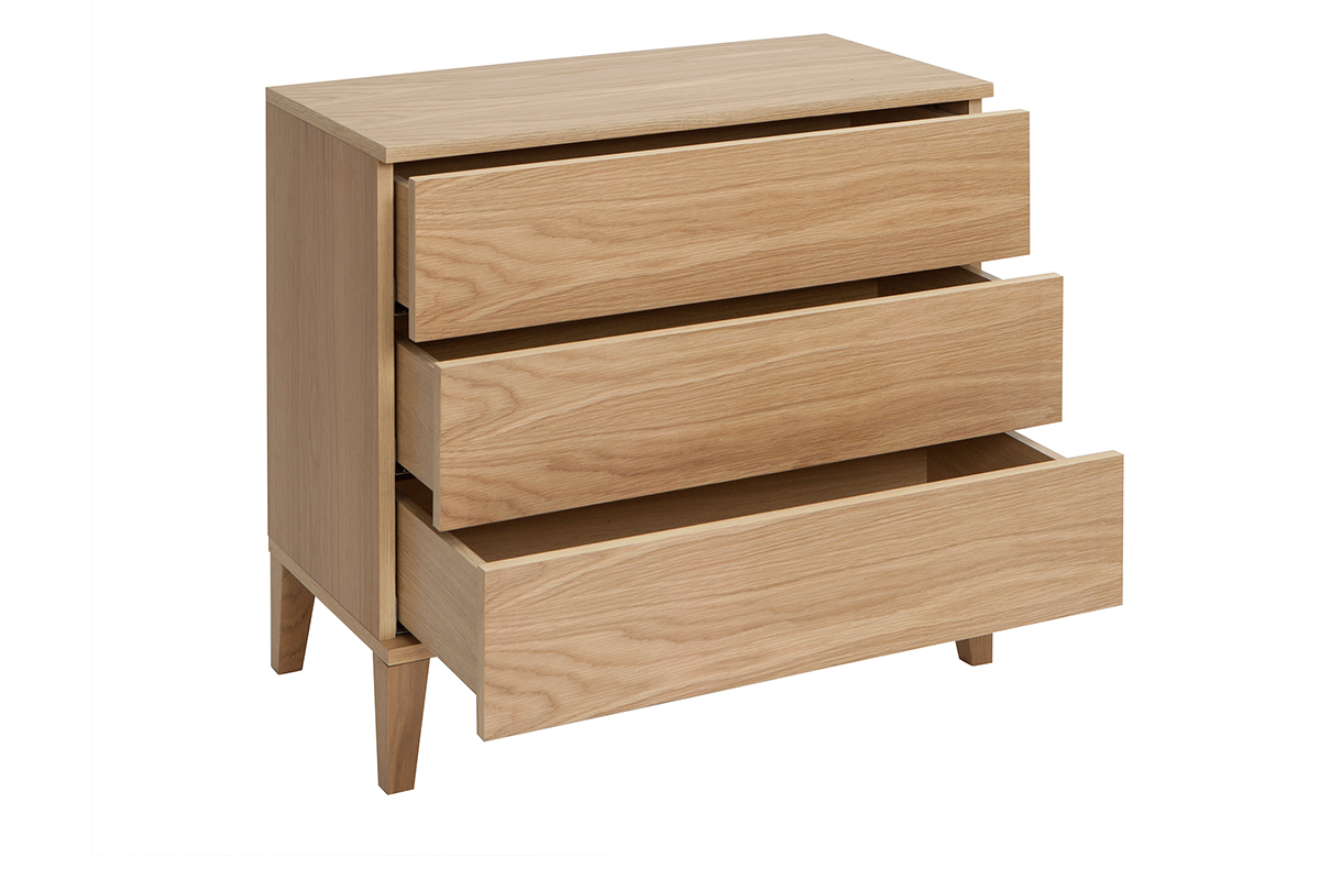 Cmoda nrdica de 3cajones de madera clara FREDDY
