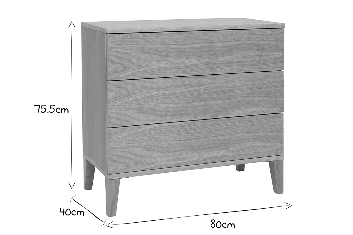 Cmoda nrdica de 3cajones de madera clara FREDDY