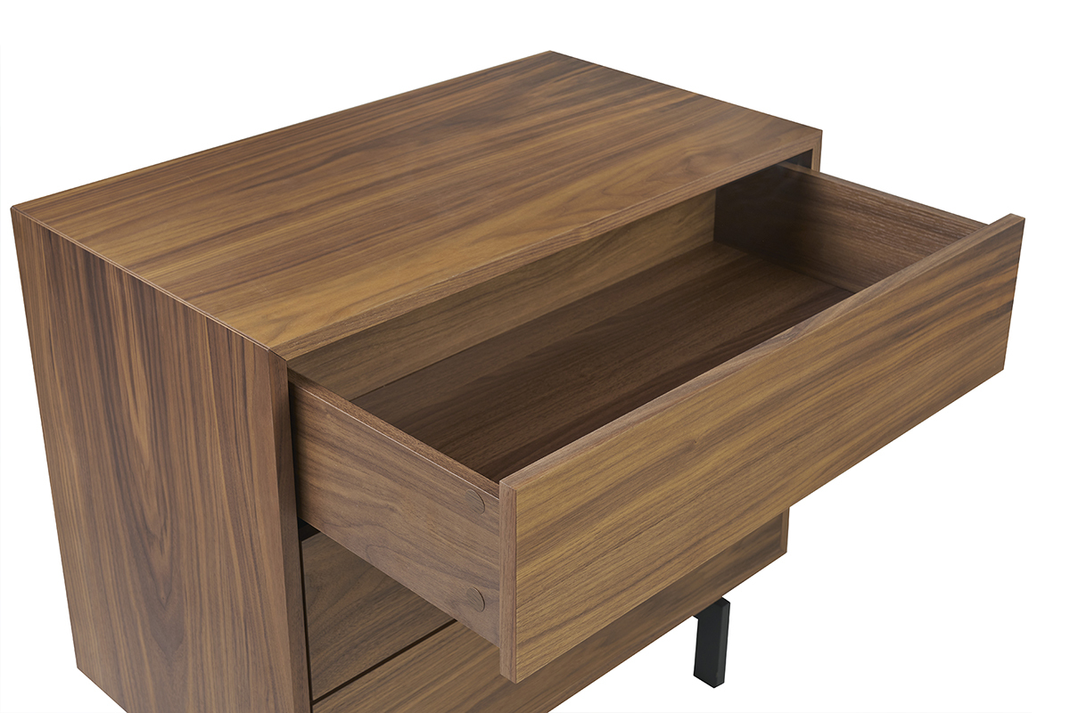 Cmoda vintage con 3cajones de nogal y metal 80,5cm MANNY