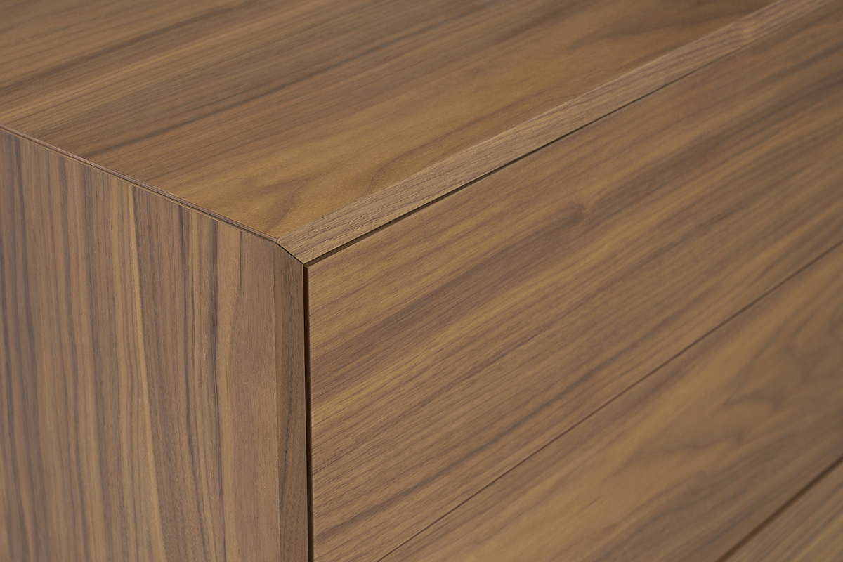 Cmoda vintage con 3cajones de nogal y metal 80,5cm MANNY