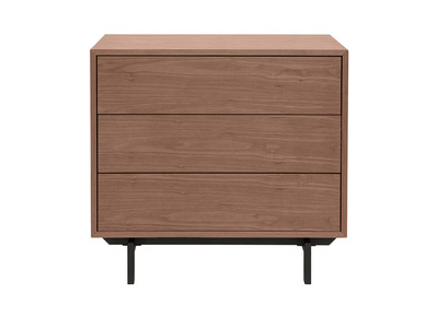 Cómoda vintage con 3 cajones de nogal y metal 80,5 cm MANNY