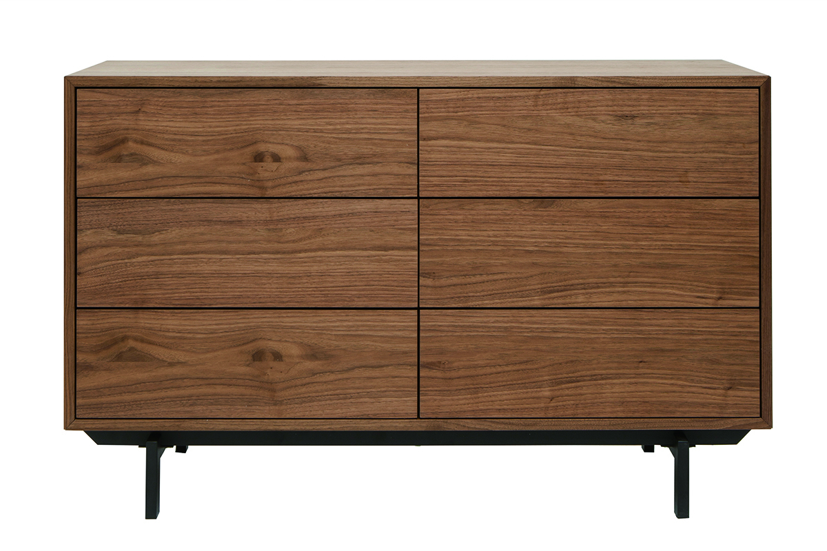 Cmoda vintage con 6cajones de nogal y metal 120cm MANNY