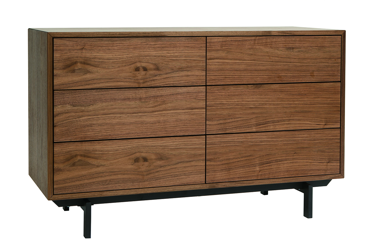 Cmoda vintage con 6cajones de nogal y metal 120cm MANNY