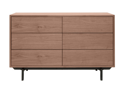 Cómoda vintage con 6 cajones de nogal y metal 120 cm MANNY