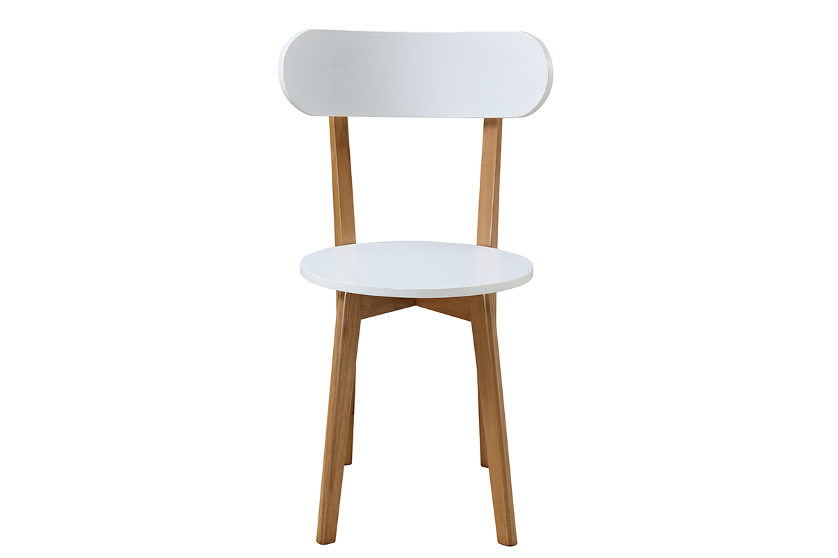 Conjounto mesa y 4 sillas blanco y madera LEENA