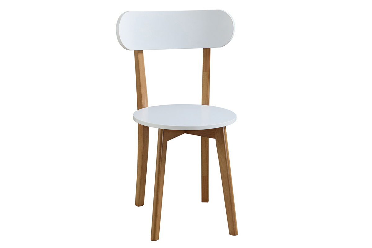 Conjounto mesa y 4 sillas blanco y madera LEENA