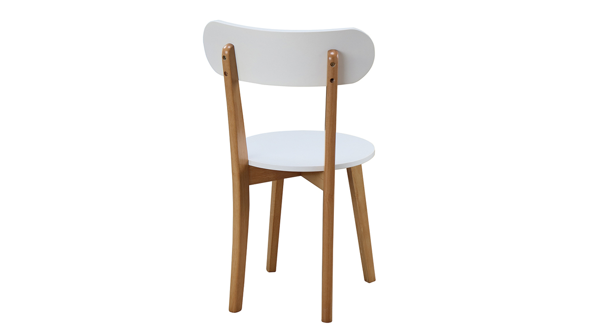 Conjounto mesa y 4 sillas blanco y madera LEENA