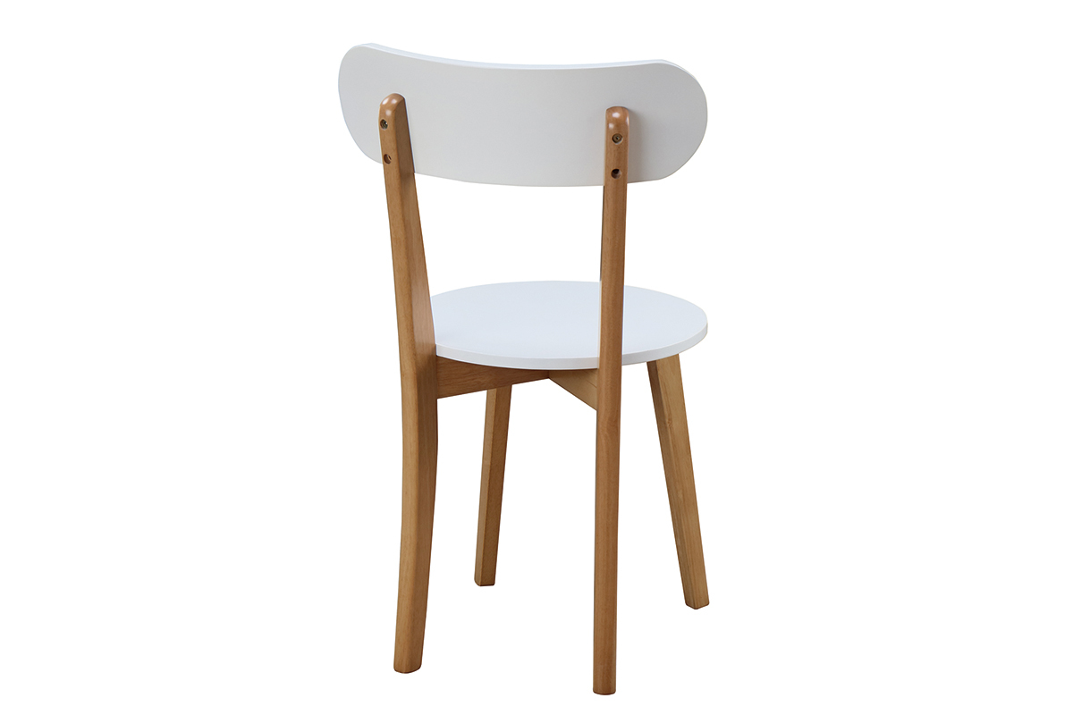 Conjounto mesa y 4 sillas blanco y madera LEENA
