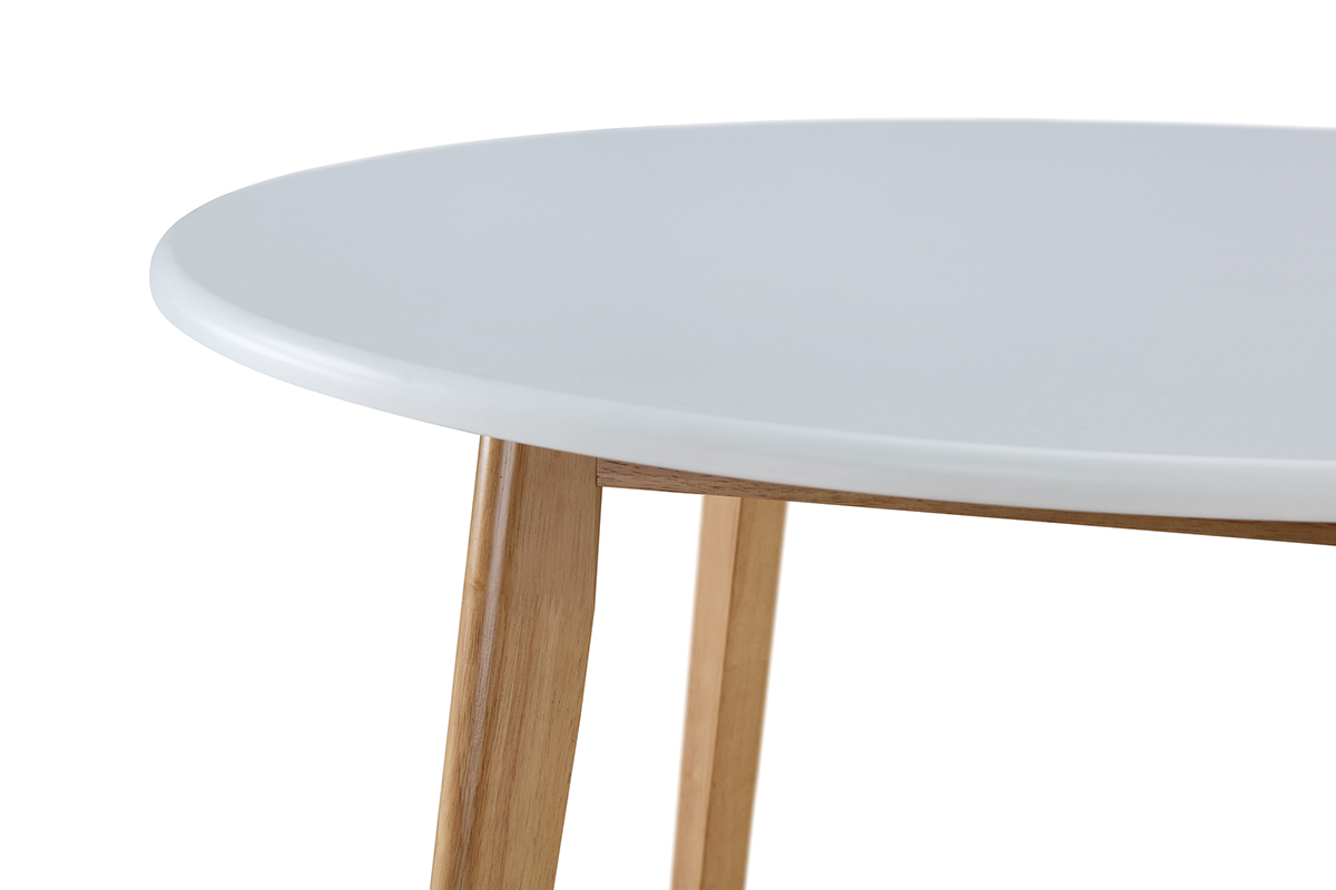 Conjounto mesa y 4 sillas blanco y madera LEENA