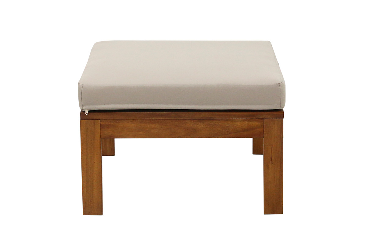 Conjunto de jard�n 3-4 plazas en madera maciza, 2 juegos de fundas (taupe o crudo) y reposabrazos trenzados ALOHA