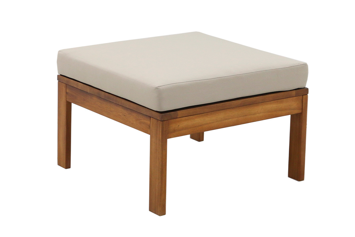 Conjunto de jard�n 3-4 plazas en madera maciza, 2 juegos de fundas (taupe o crudo) y reposabrazos trenzados ALOHA