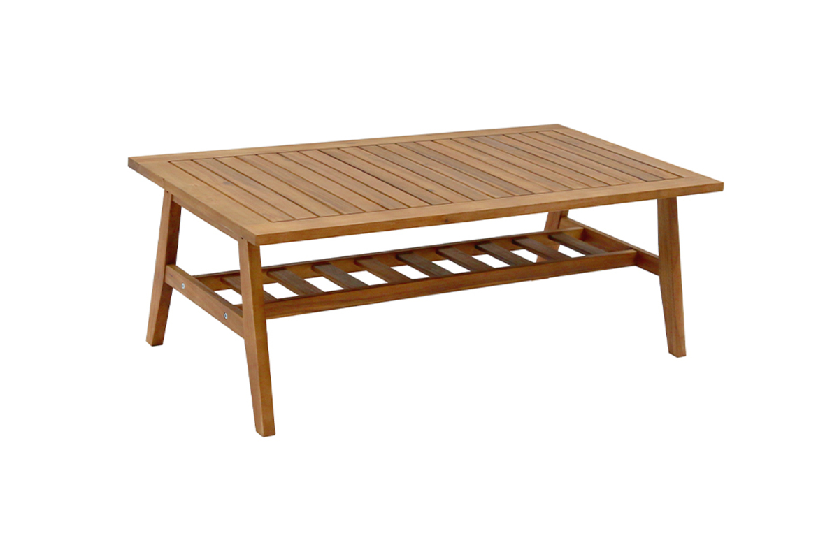 Conjunto de jardn de acacia maciza con cojines beige TIAGA