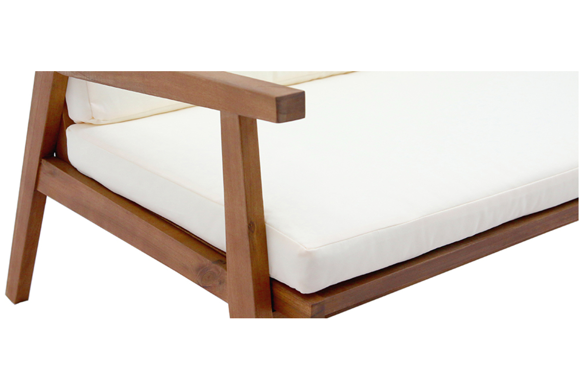 Conjunto de jardn de acacia maciza con cojines beige TIAGA