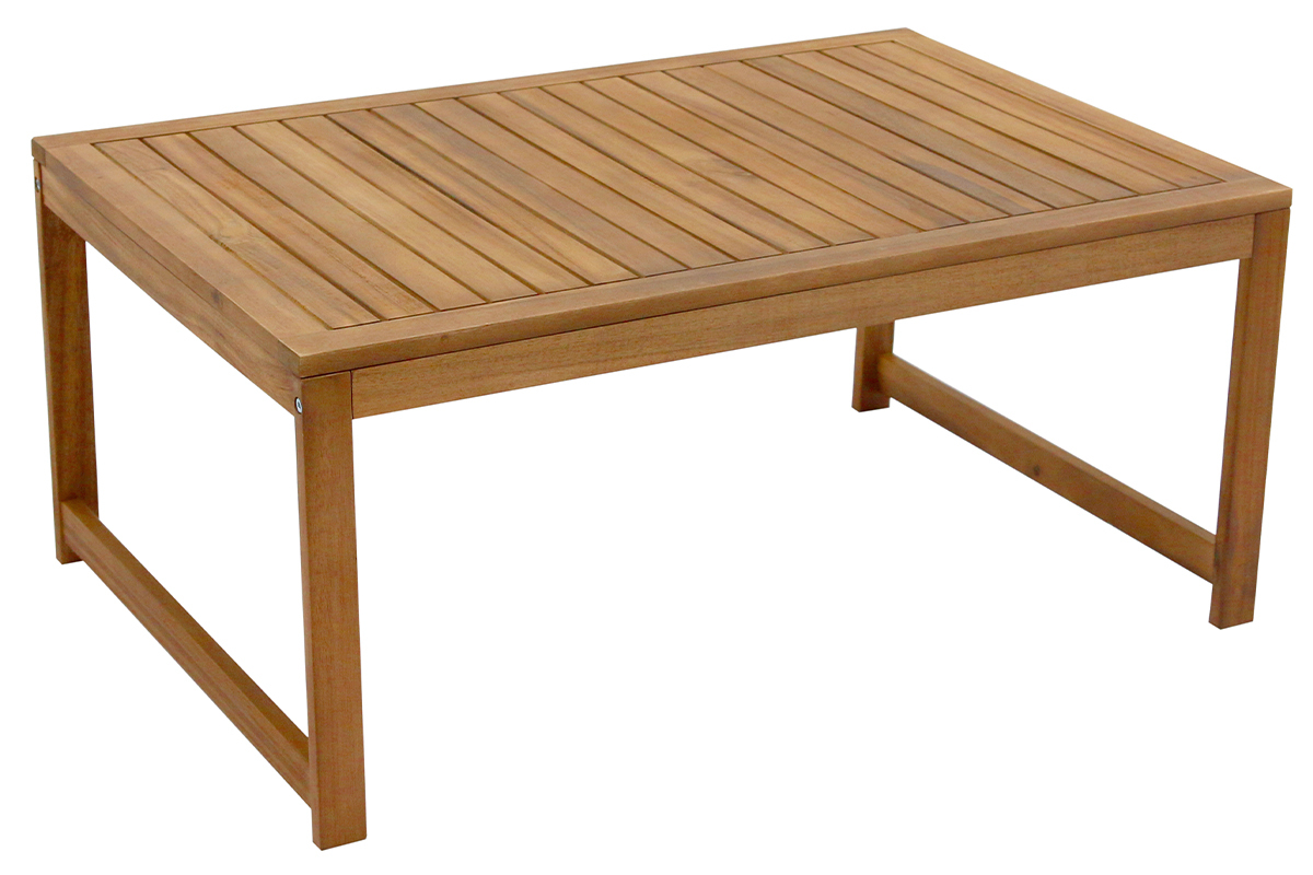 Conjunto de jardín de acacia maciza y tela beige COSTA