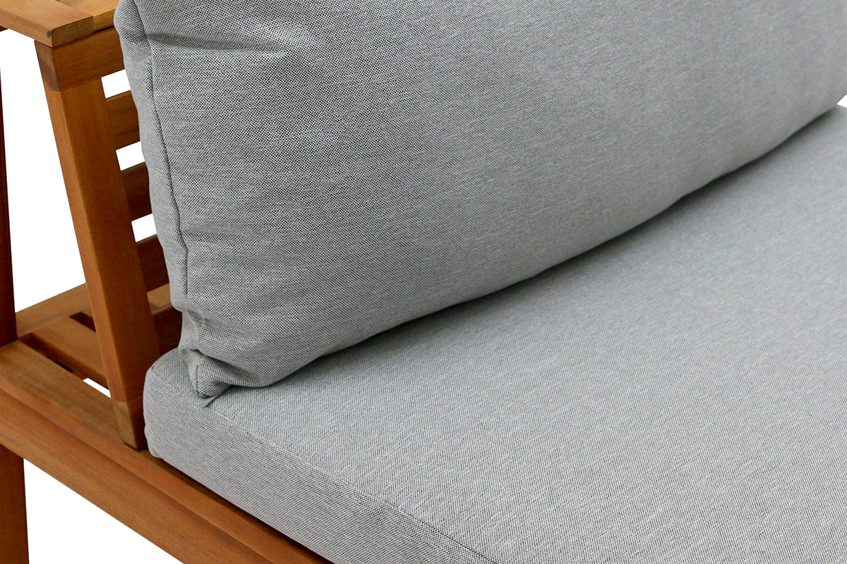 Conjunto de jardn esquinero de acacia maciza con cojines gris jaspeado BELIZE