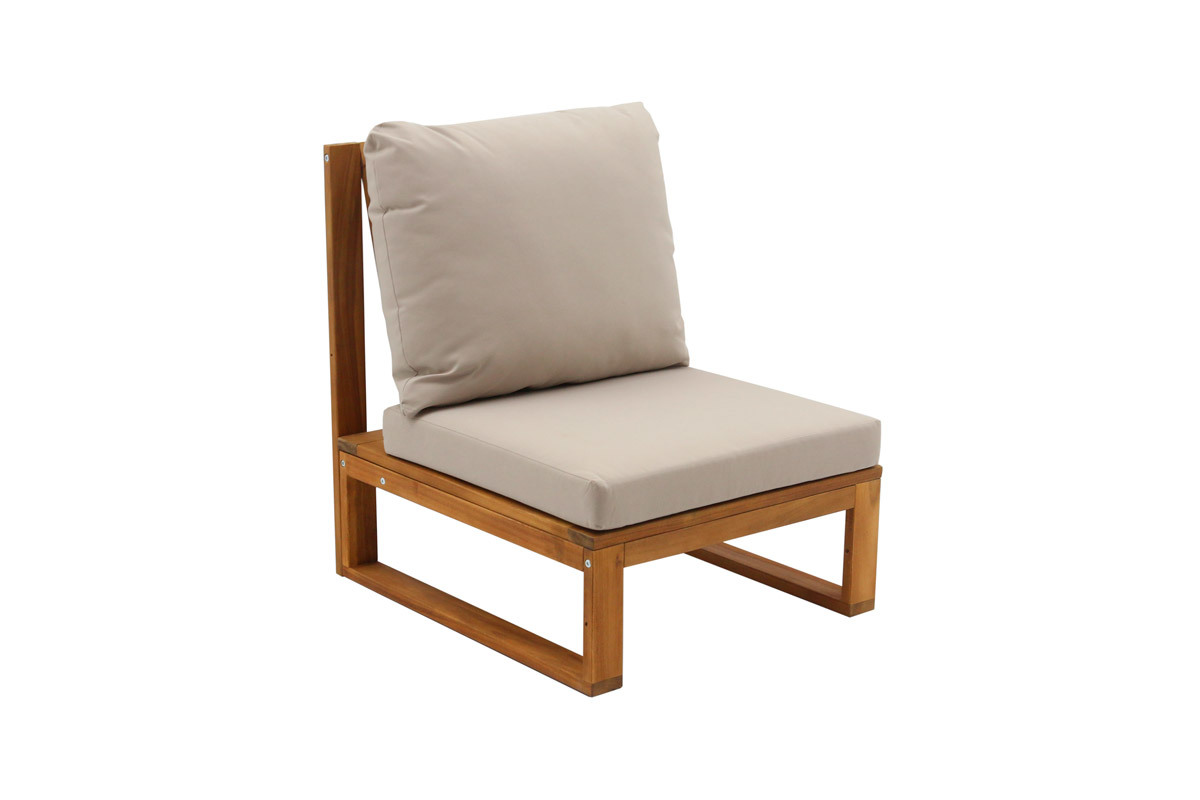 Conjunto de jardn esquinero de madera maciza 6-8 plazas con cojines desenfundables color topo natural SALSA