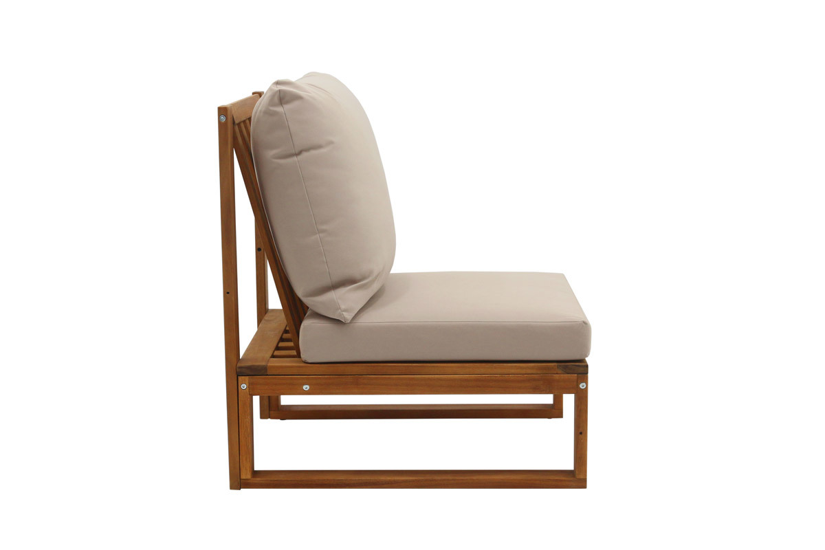 Conjunto de jardn esquinero de madera maciza 6-8 plazas con cojines desenfundables color topo natural SALSA
