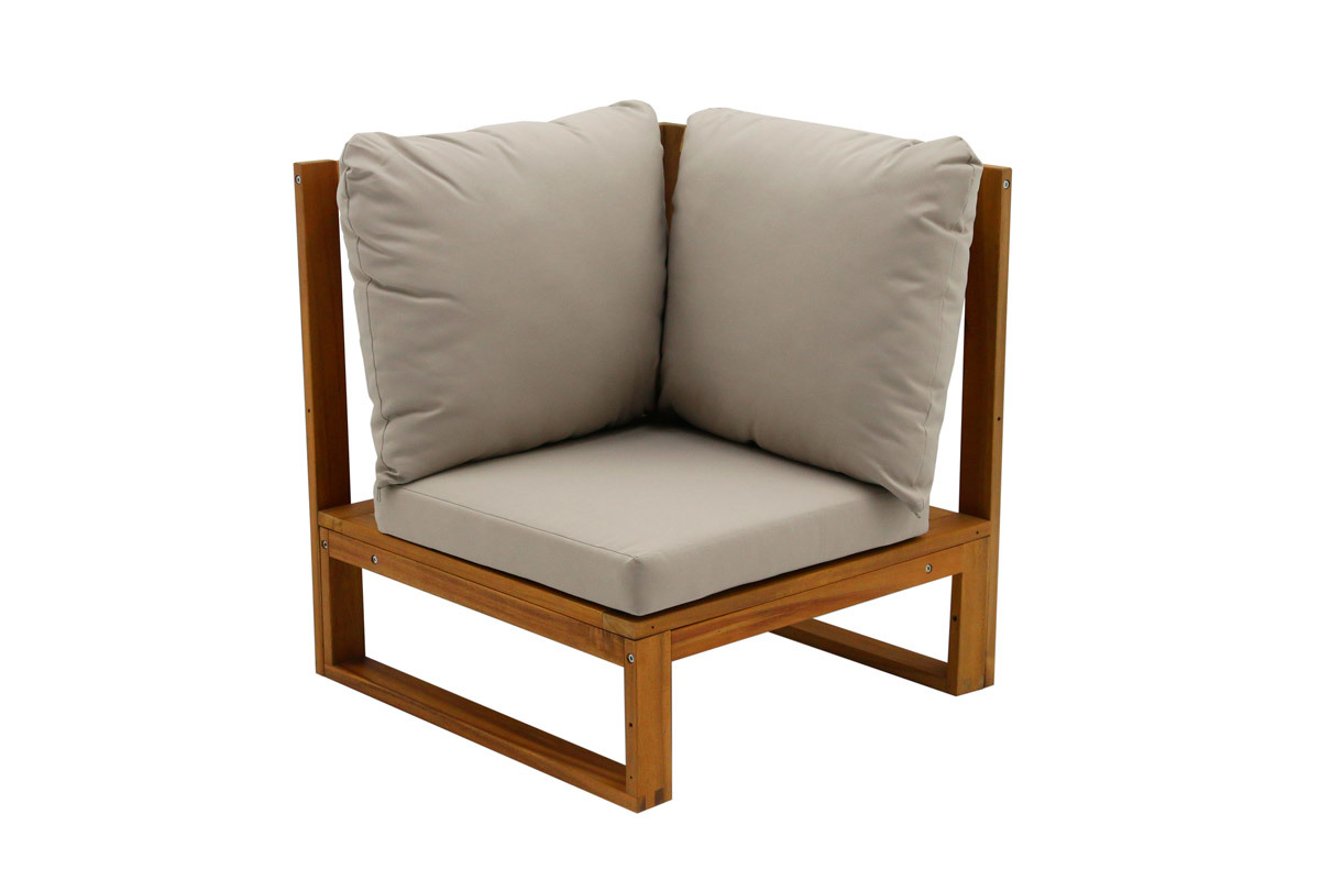 Conjunto de jardn esquinero de madera maciza 6-8 plazas con cojines desenfundables color topo natural SALSA