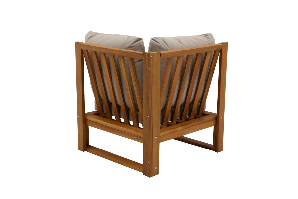 Conjunto de jardn esquinero de madera maciza 6-8 plazas con cojines desenfundables color topo natural SALSA