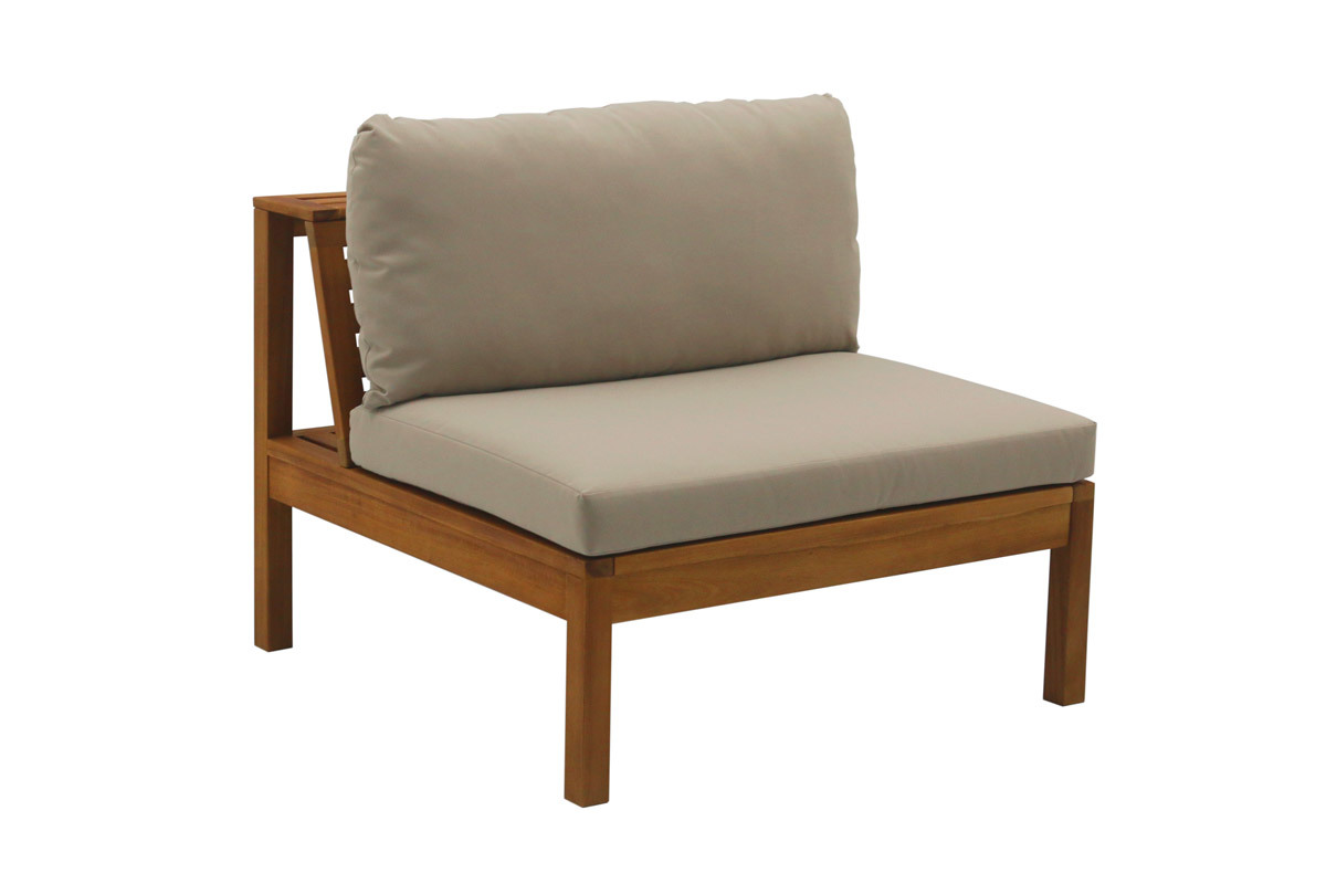 Conjunto de jardn esquinero de madera maciza con cojines de color topo desenfundables BELIZE