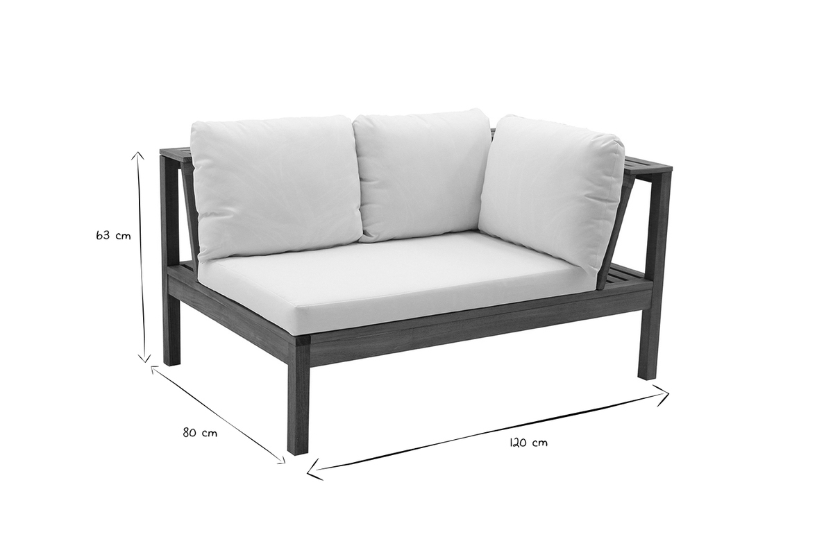 Conjunto de jardn esquinero de madera maciza con cojines de color topo desenfundables BELIZE