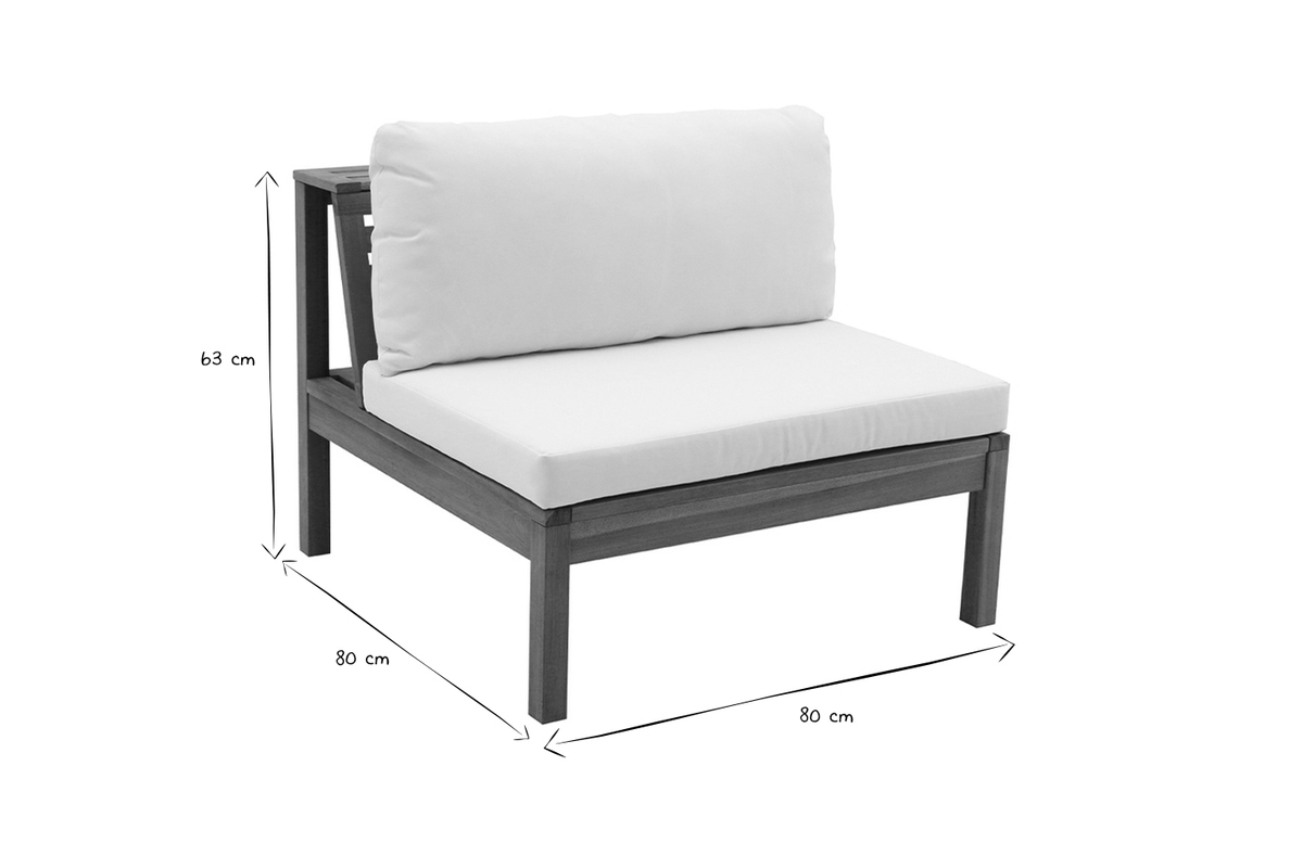Conjunto de jardn esquinero de madera maciza con cojines de color topo desenfundables BELIZE