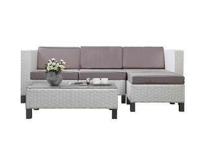 Conjunto HAWAI- 2 sillones esquineros y 1 sill&oacute;n central, 1 mesa de sal&oacute;n y 1 puf