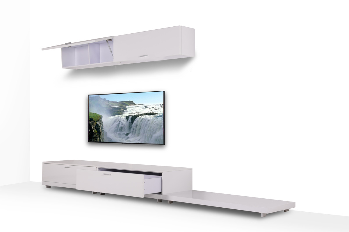 Conjunto mural TV dise�o blanco brillante ODEON